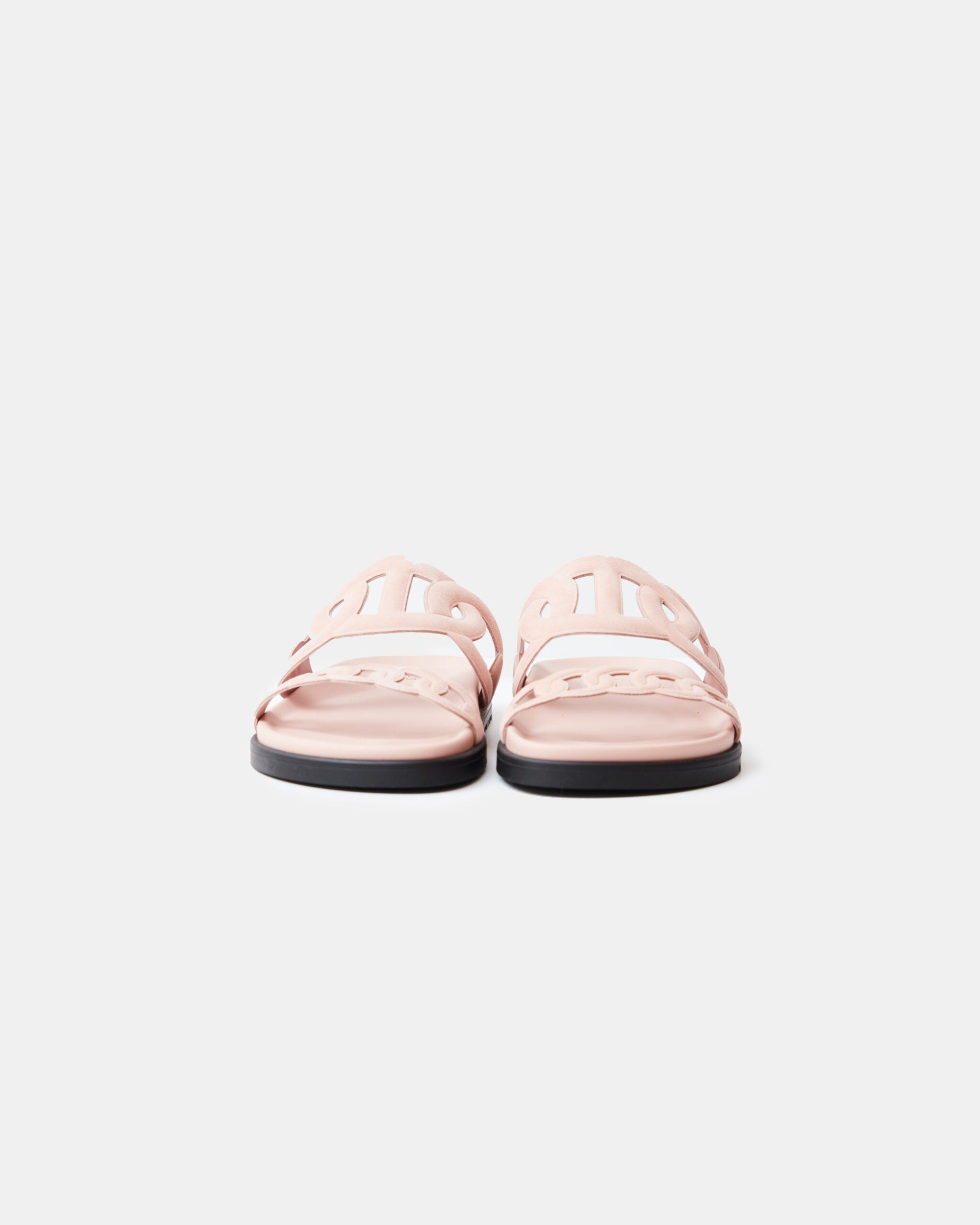 Hermès Extra Rose Opaline Chevre Velours Sandals