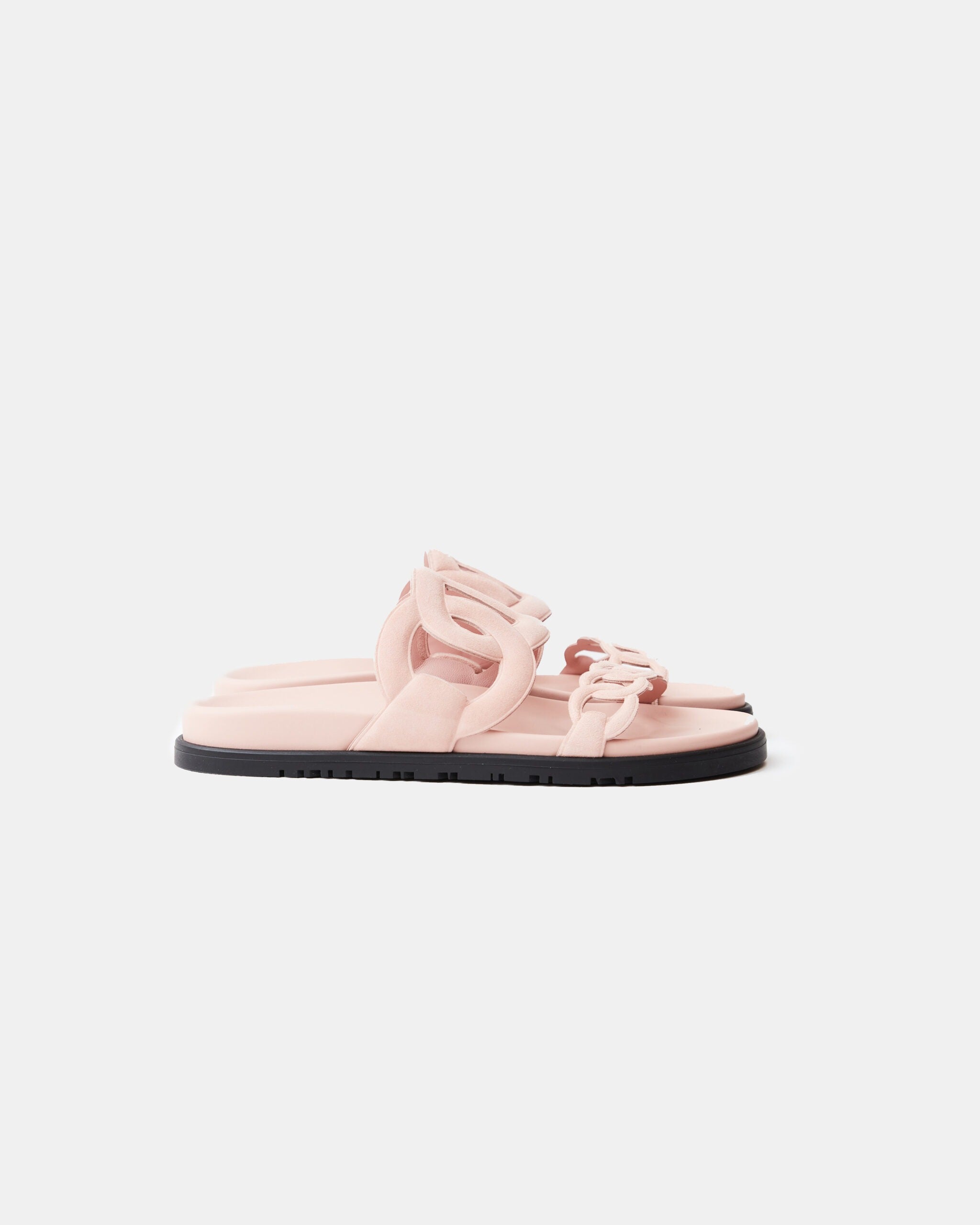 Hermès Extra Rose Opaline Chevre Velours Sandals