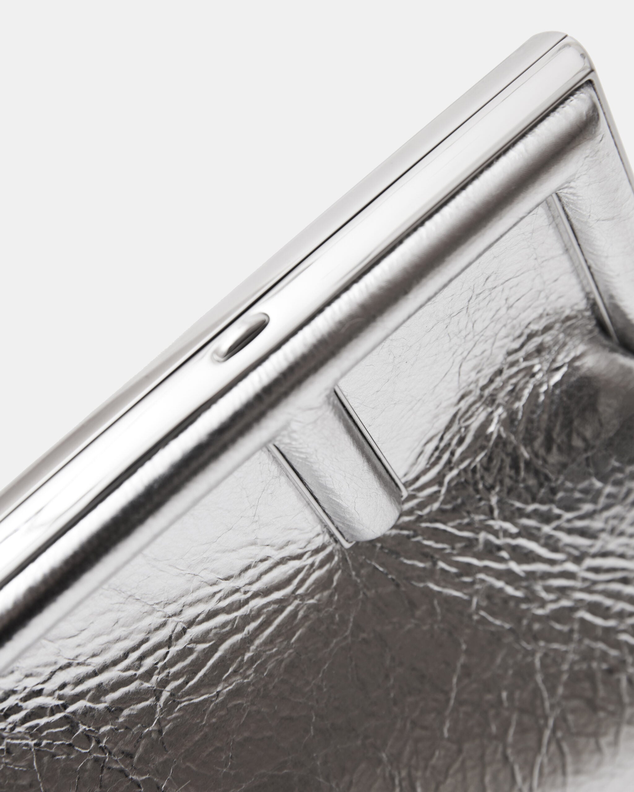 Fendi First Small Silver Laminated Clutch
