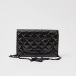 Chanel 2.55 Wallet On Chain Black Patent Calfskin Black Metal