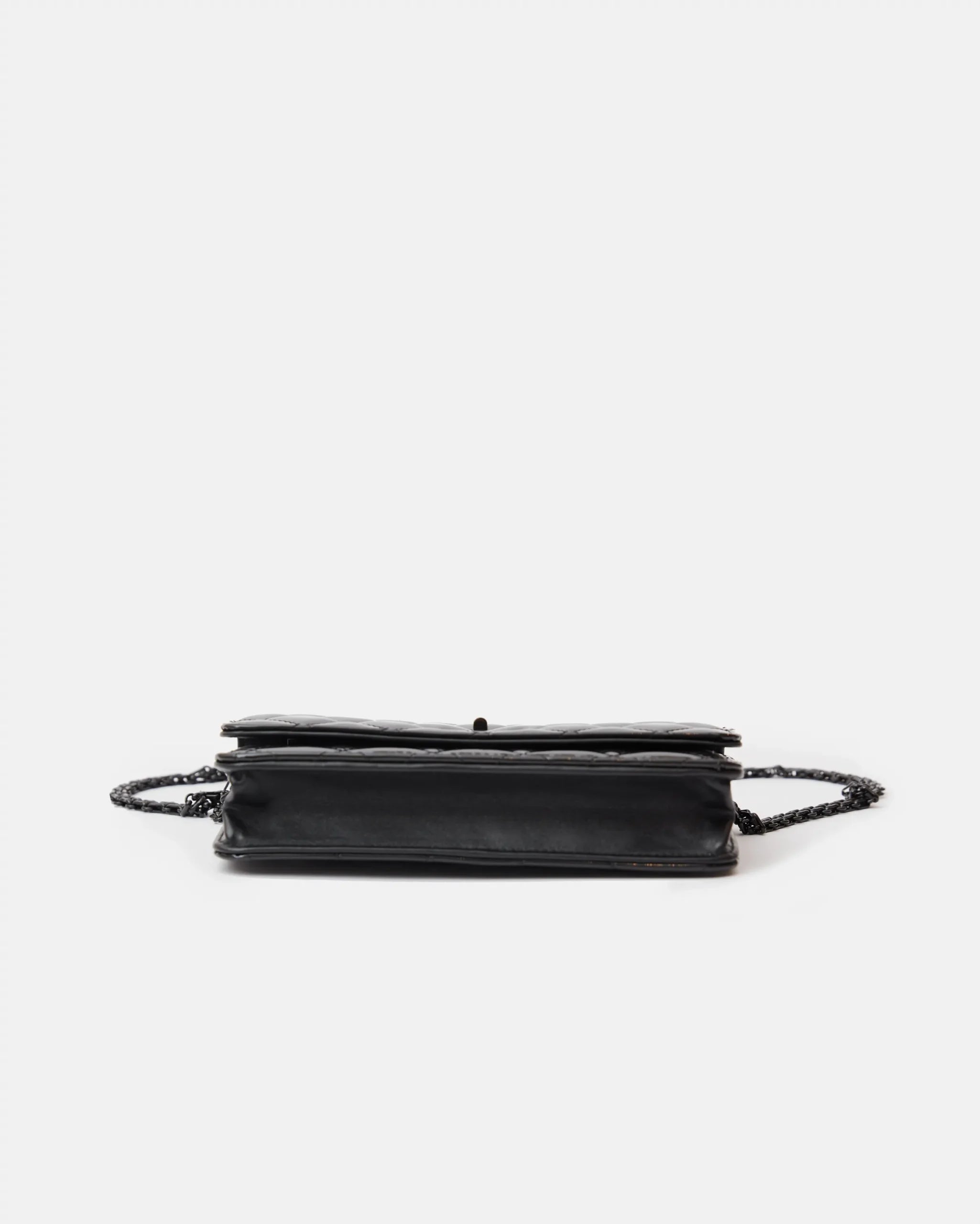 Chanel 2.55 Wallet on Chain Black Patent Calfskin So Blac
