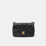 Chanel Mini Flap Bag Black Lambskin Gold-Tone Metal with Heart Chain
