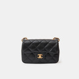 Chanel Mini Flap Bag Black Lambskin Gold-Tone Metal with Heart Chain