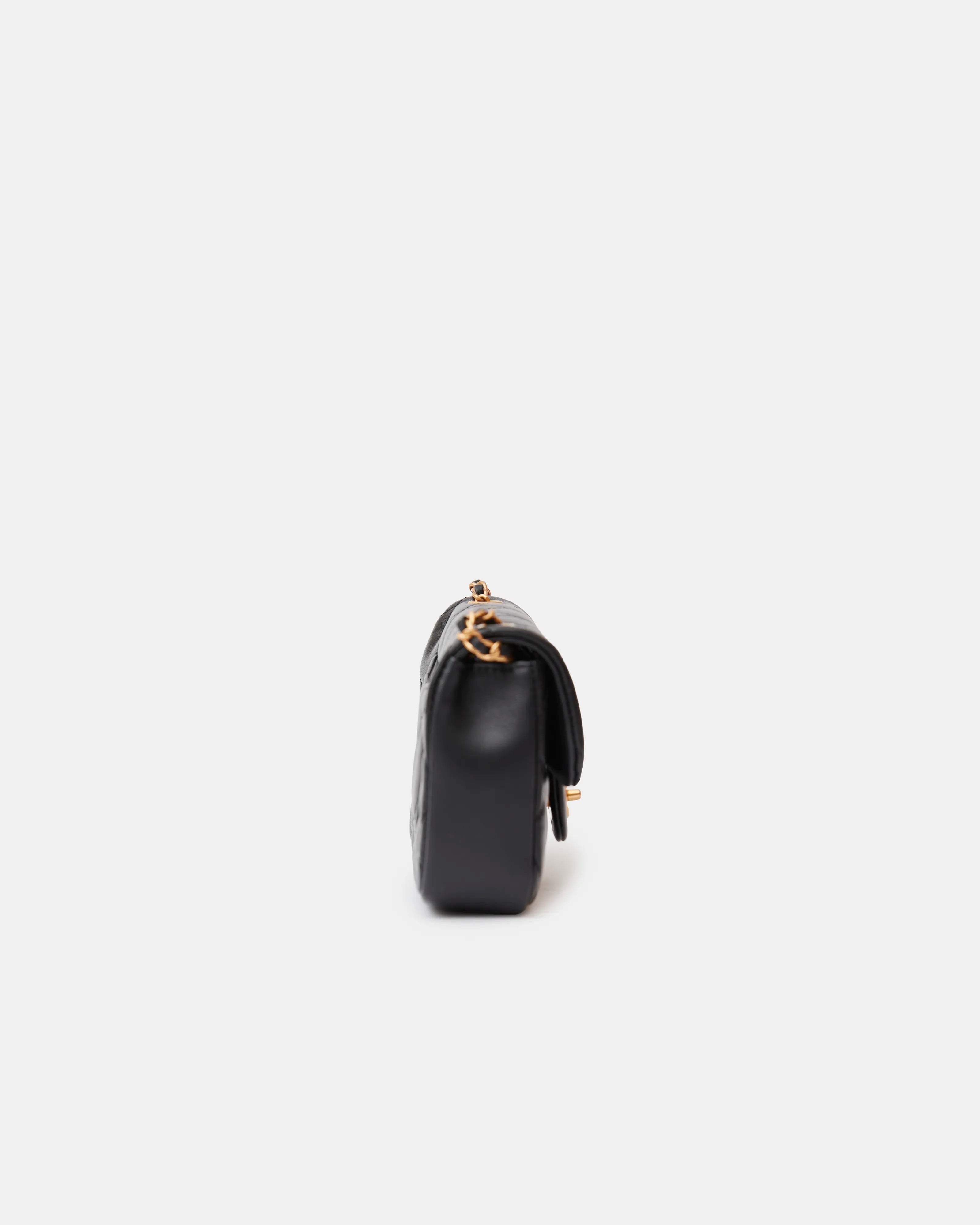 Chanel Mini Flap Bag Black Lambskin Gold-Tone Metal with Heart Chain