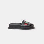 Chanel Black Multicolor Lambskin Mules