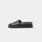 Chanel Black Multicolor Lambskin Mules