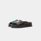Chanel Black Multicolor Lambskin Mules