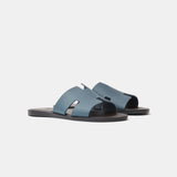 Hermes Izmir Bleu Canard/ Marron Ebene Epsom Sandals
