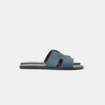 Hermes Izmir Bleu Canard/ Marron Ebene Epsom Sandals