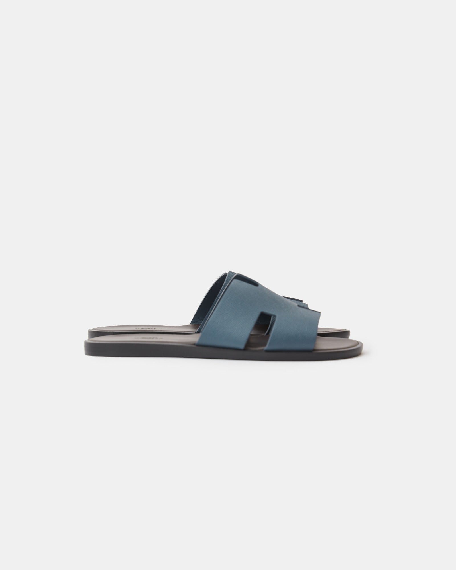 Hermes Izmir Bleu Canard/ Marron Ebene Epsom Sandals