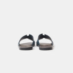 Hermes Izmir Bleu Canard/ Marron Ebene Epsom Sandals