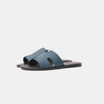 Hermes Izmir Bleu Canard/ Marron Ebene Epsom Sandals