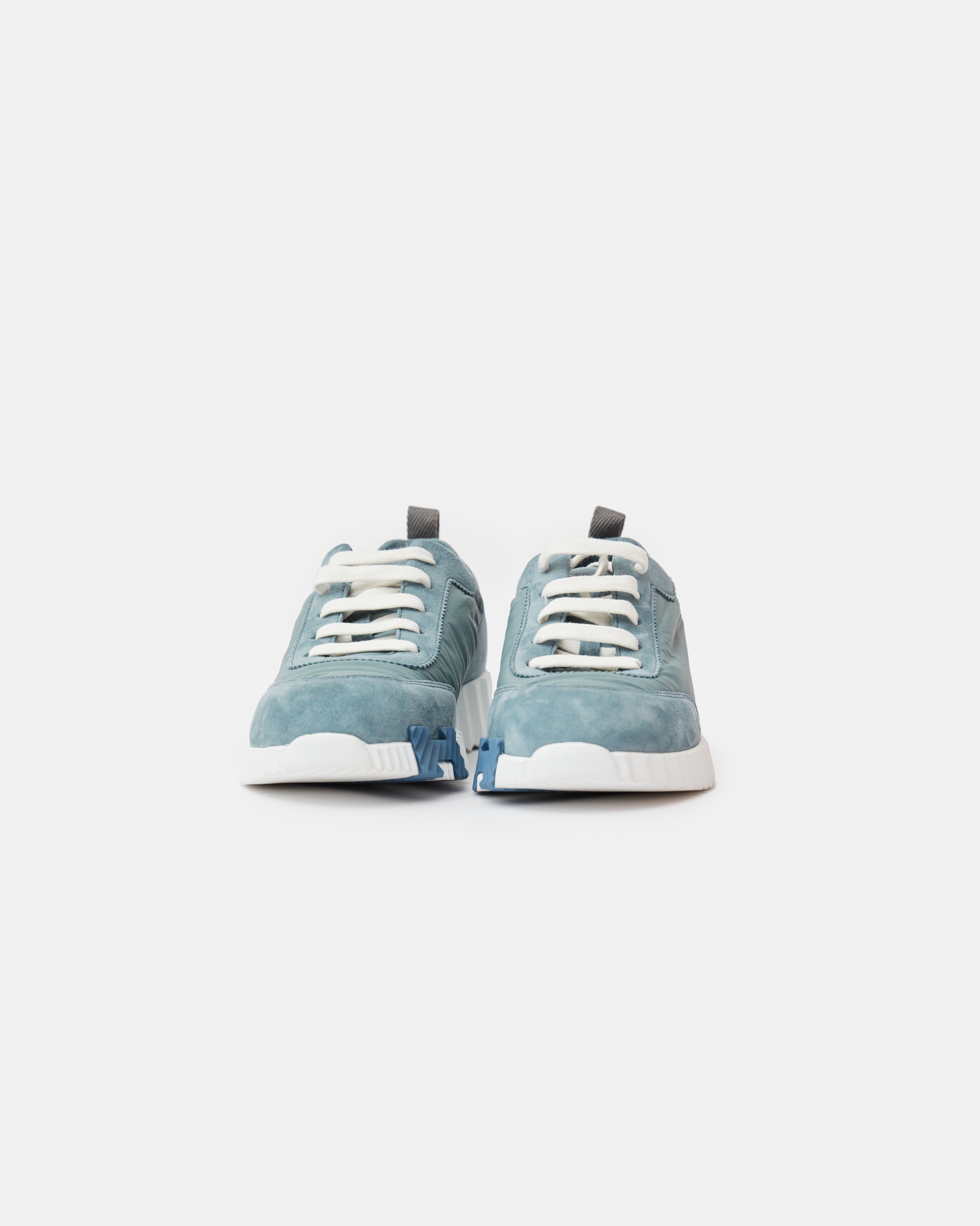 Hermès Bouncing Bleu Pinede Parachute Fabric Suede Sneakers
