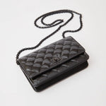 Chanel 2.55 Wallet On Chain Black Patent Calfskin Black Metal