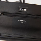 Chanel 2.55 Wallet On Chain Black Patent Calfskin Black Metal