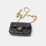Chanel Mini Flap Bag Black Lambskin Gold-Tone Metal with Heart Chain