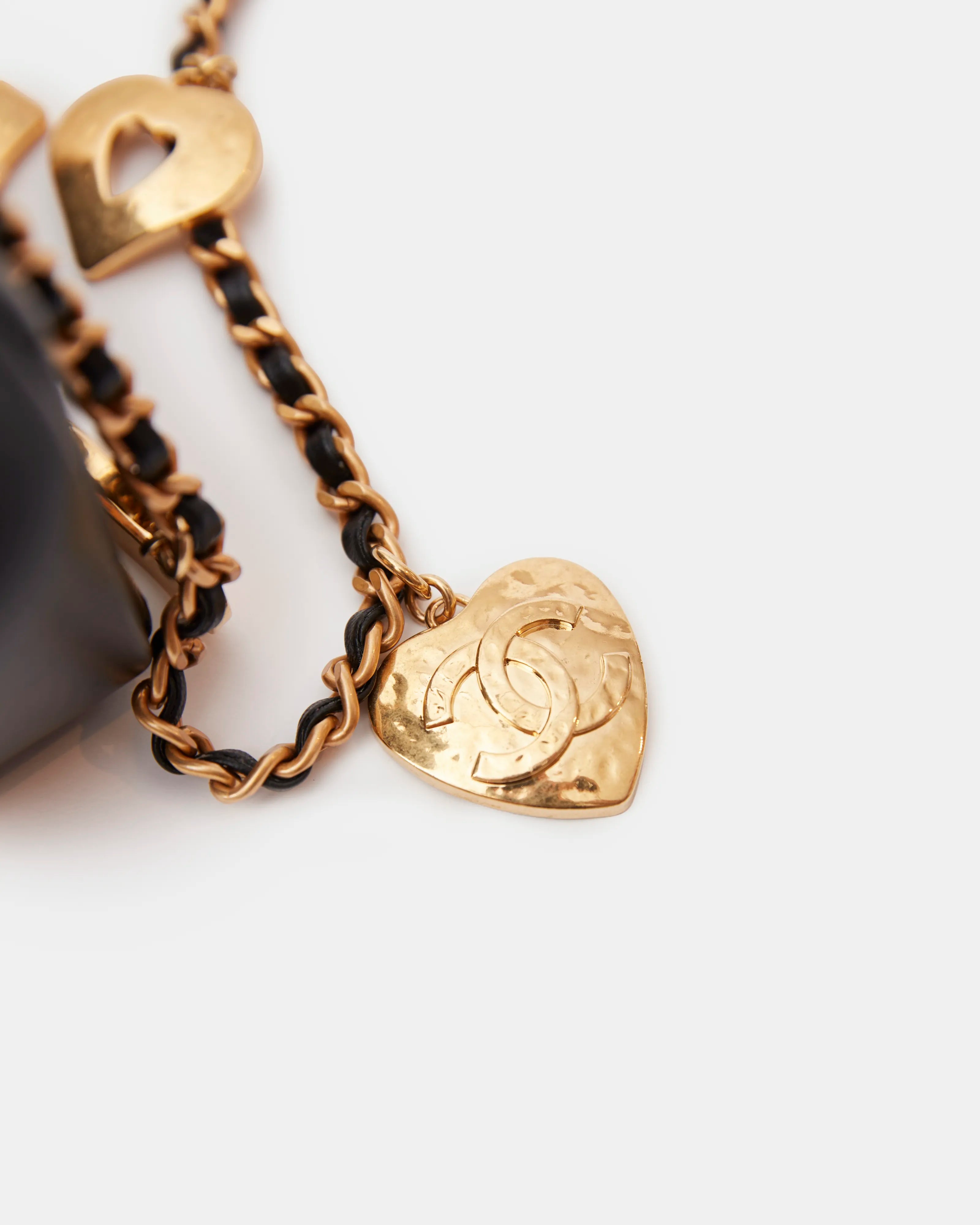 Chanel Mini Flap Bag Black Lambskin Gold-Tone Metal with Heart Chain