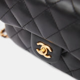 Chanel Mini Flap Bag Black Lambskin Gold-Tone Metal with Heart Chain