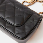 Chanel Mini Flap Bag Black Lambskin Gold-Tone Metal with Heart Chain