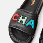 Chanel Black Multicolor Lambskin Mules