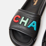 Chanel Black Multicolor Lambskin Mules