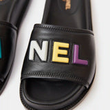 Chanel Black Multicolor Lambskin Mules