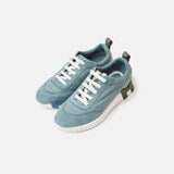 Hermès Bouncing Bleu Pinede Parachute Fabric Suede Sneakers