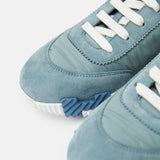 Hermès Bouncing Bleu Pinede Parachute Fabric Suede Sneakers
