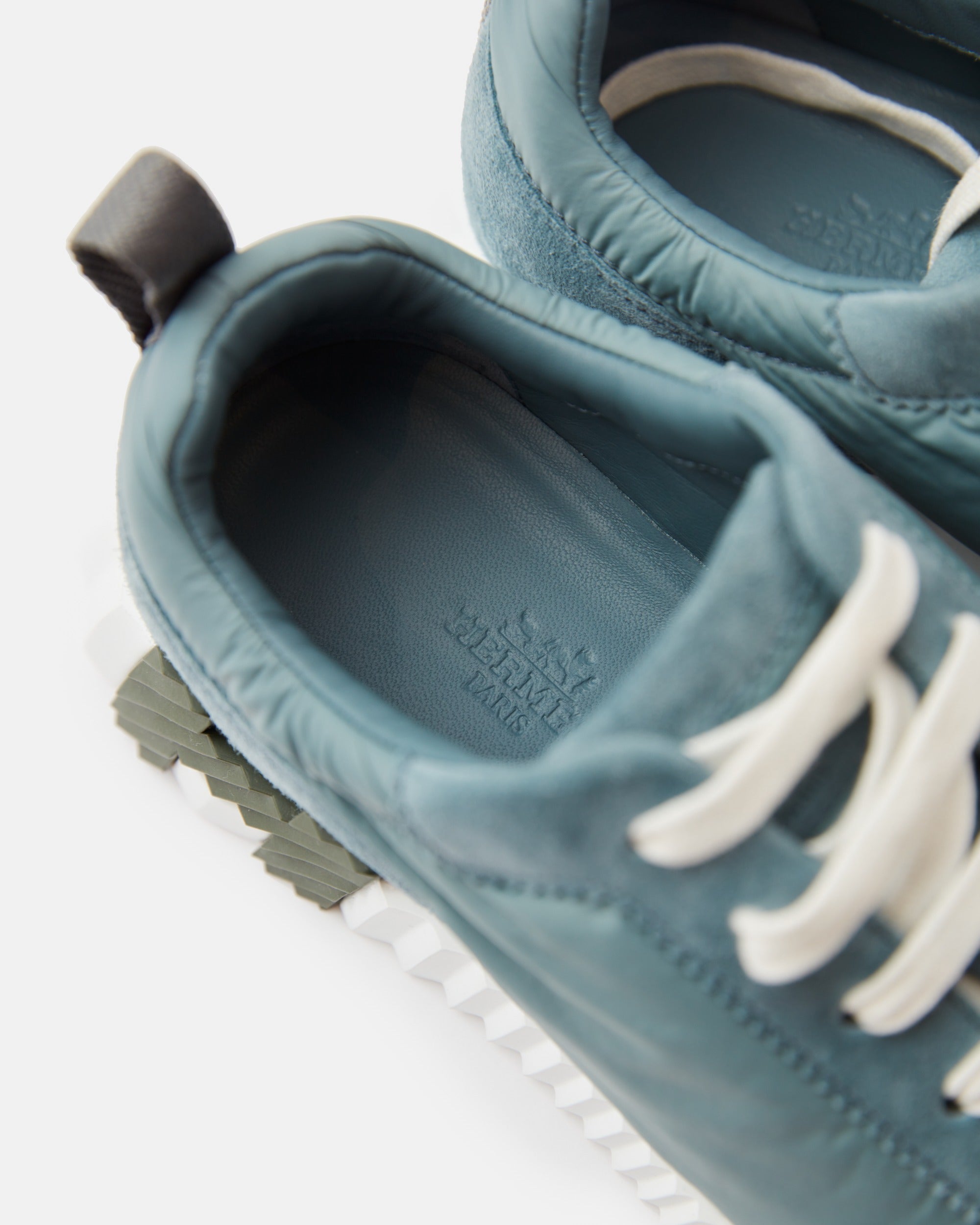 Hermès Bouncing Bleu Pinede Parachute Fabric Suede Sneakers