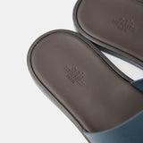 Hermes Izmir Bleu Canard/ Marron Ebene Epsom Sandals
