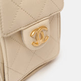 Chanel 25 shoulder bag in beige color and grained calfskin material in GHW 