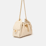 Chanel 25 shoulder bag in beige color and grained calfskin material in GHW 