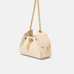 Chanel 25 shoulder bag in beige color and grained calfskin material in GHW 