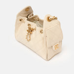 Chanel 25 shoulder bag in beige color and grained calfskin material in GHW 
