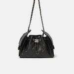 Chanel 25 shoulder bag in black color and grained calfskin material in PHW 
