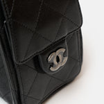 Chanel 25 shoulder bag in black color and grained calfskin material in PHW 
