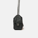 Chanel 25 shoulder bag in black color and grained calfskin material in PHW 