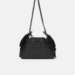 Chanel 25 shoulder bag in black color and grained calfskin material in PHW 