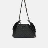 Chanel 25 shoulder bag in black color and grained calfskin material in PHW 