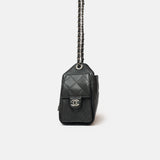 Chanel 25 shoulder bag in black color and grained calfskin material in PHW 