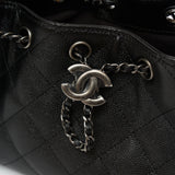Chanel 25 shoulder bag in black color and grained calfskin material in PHW 