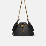 Chanel 25 shoulder bag in black color and washed denim material in GHW 