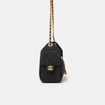 Chanel 25 shoulder bag in black color and washed denim material in GHW 