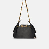Chanel 25 shoulder bag in black color and washed denim material in GHW 