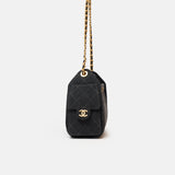 Chanel 25 shoulder bag in black color and washed denim material in GHW 