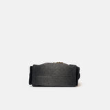 Chanel 25 shoulder bag in black color and washed denim material in GHW 