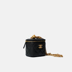 Chanel Mini Vanity Case Black Caviar Aged Gold Hardware