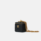 Chanel Mini Vanity Case Black Caviar Aged Gold Hardware
