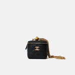 Chanel Mini Vanity Case Black Caviar Aged Gold Hardware