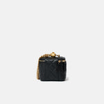 Chanel Mini Vanity Case Black Caviar Aged Gold Hardware